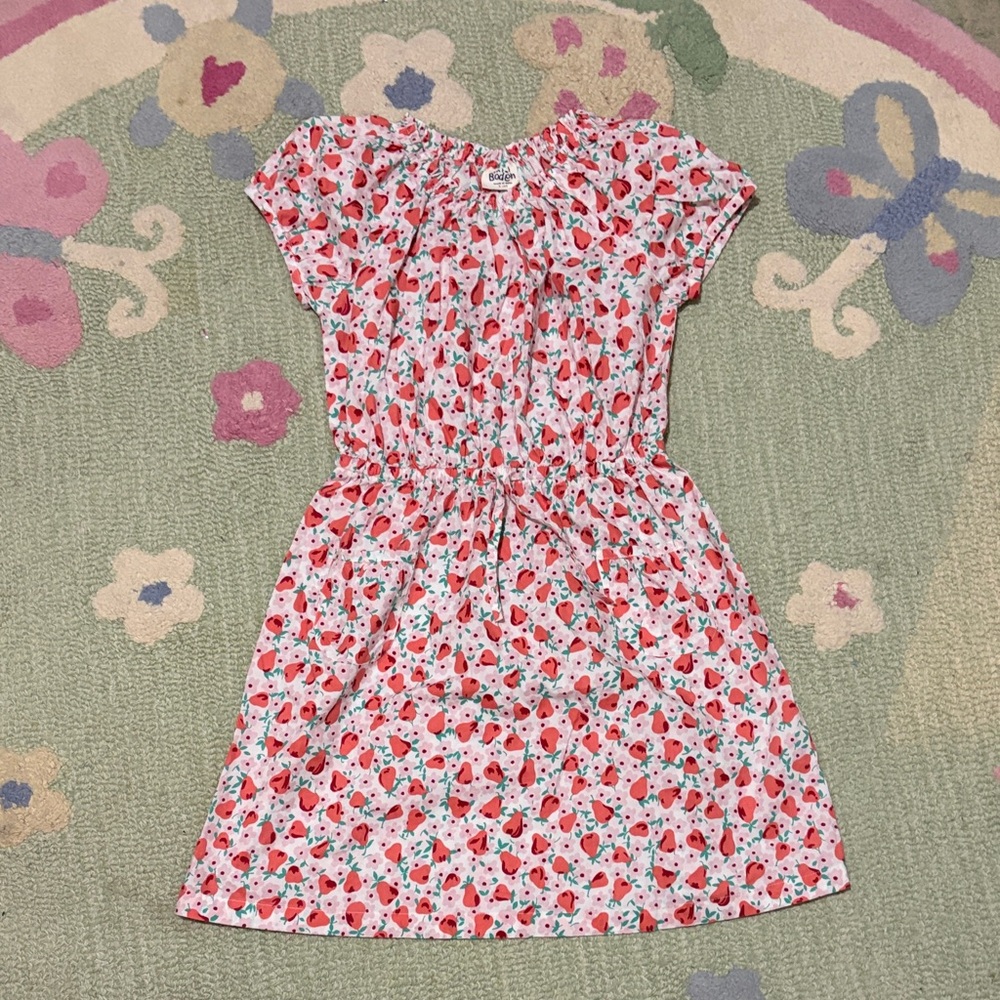 Mini Boden Girls Pink Strawberry-Print Casual Dress